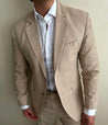 2 Piece Linen Sand Brown/Beige Suit